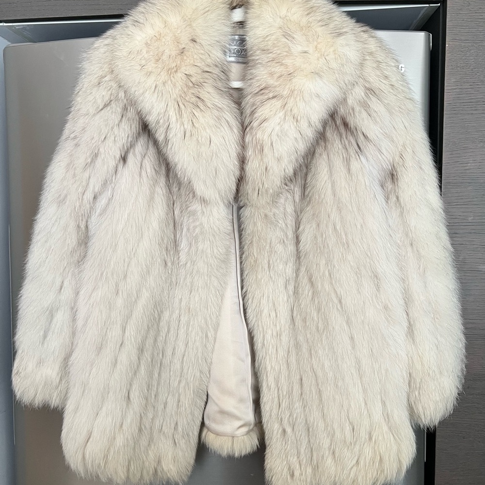 Vintage Ivory Blue Fox Fur Coat